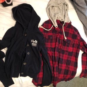 Flanned sweater and hollister hoodie
